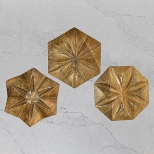 Set of 3 Large Carved Wooden Geometric Design Wall Accents 12”